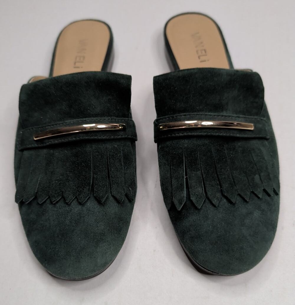 VANELi Women's Weslia Mules Flats Casual Green Suede Gold Accent Oxford Size 7M